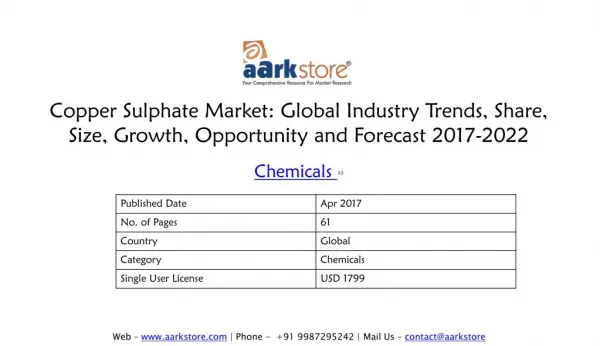 Copper Sulphate Market | Chemicals Market Research Reports