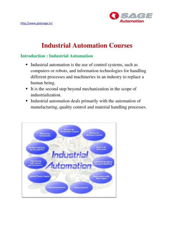 Best Industrial Automation Training Institute in Thane,Mumbai | Sage Automation