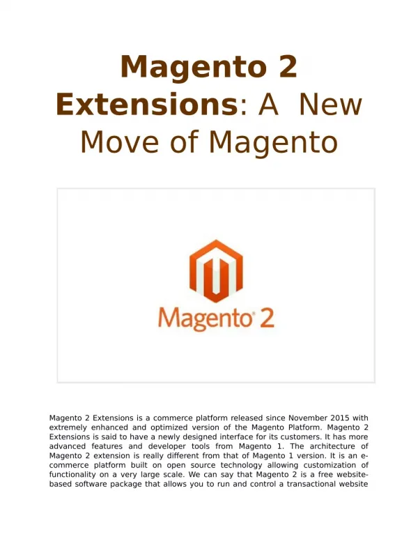 Magento 2 Extensions: A New Move of Magento