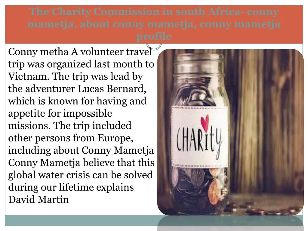 the charity commission in south africa conny mametja about conny mametja conny mametja profile