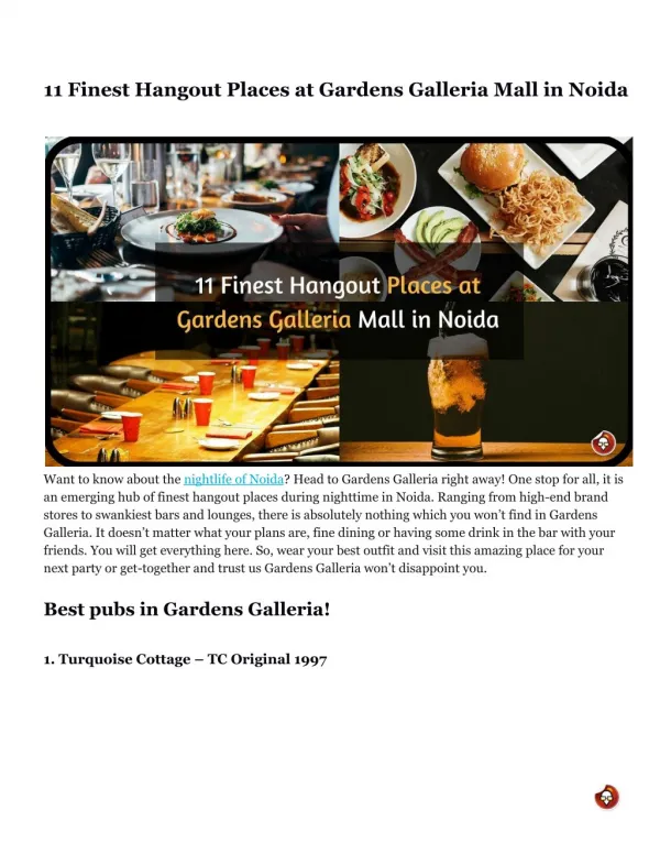 11 Finest Hangout Places at Gardens Galleria Mall in Noida