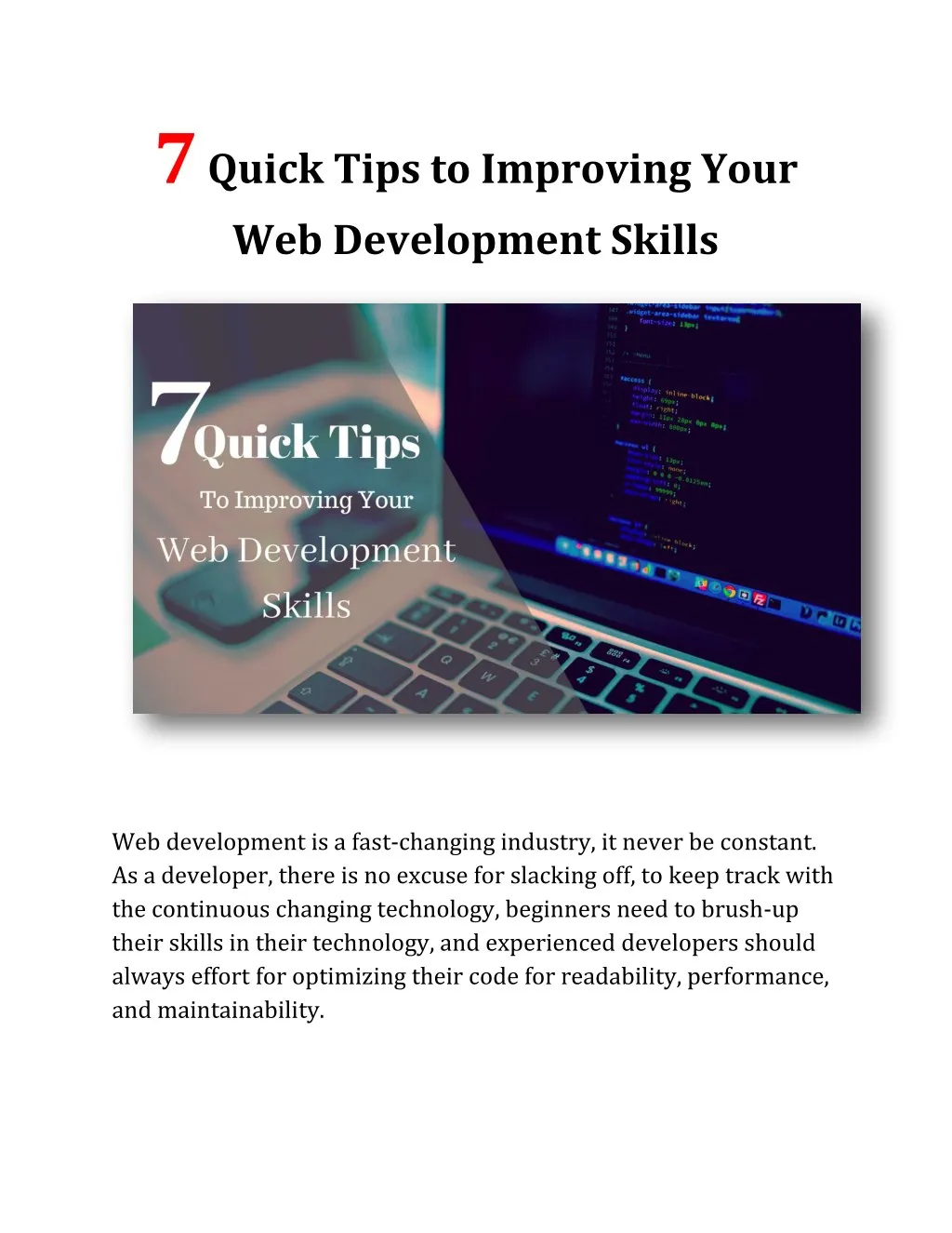 7 quick tips to improving your web development