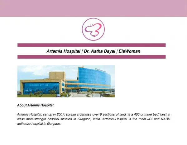 Artemis Hospital | Dr. Astha Dayal | ElaWoman