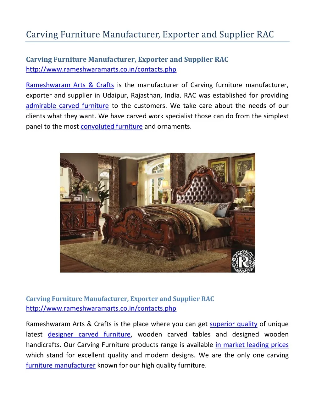 carving furniture manufacturer exporter