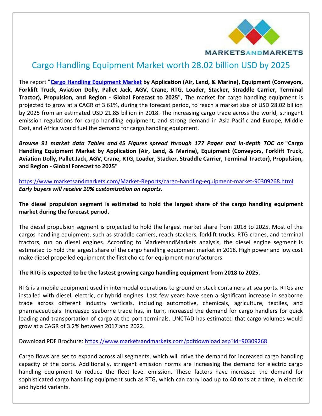 cargo handling equipment market worth