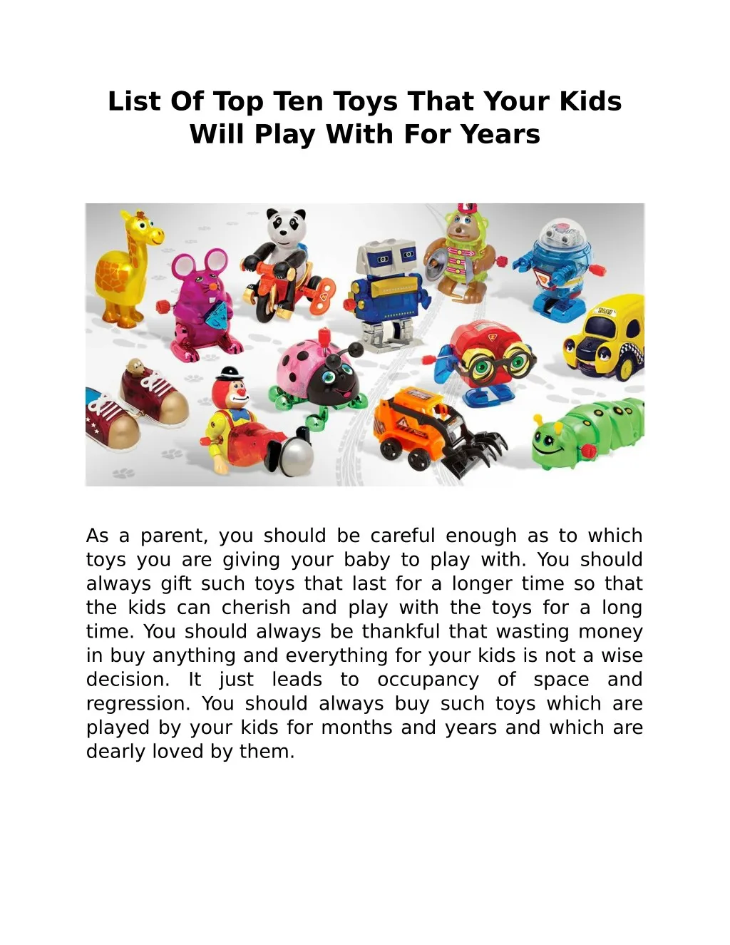 list of top ten toys that your kids will play