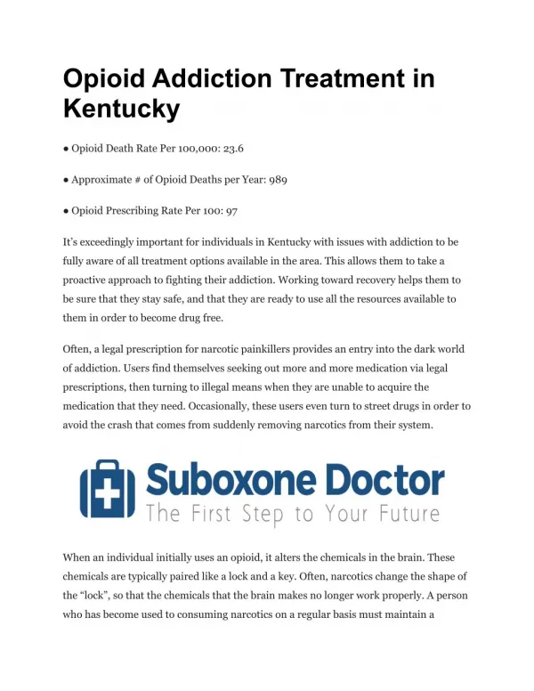 Opioid Addiction Treatment in kentucky