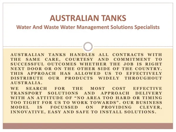 Concrete Rainwater Tanks - Australian Tanks