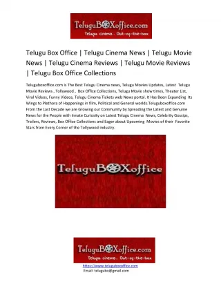 Telugu Box Office | Telugu Cinema News | Telugu Movie News | Telugu Cinema Reviews | Telugu Box Office Collections