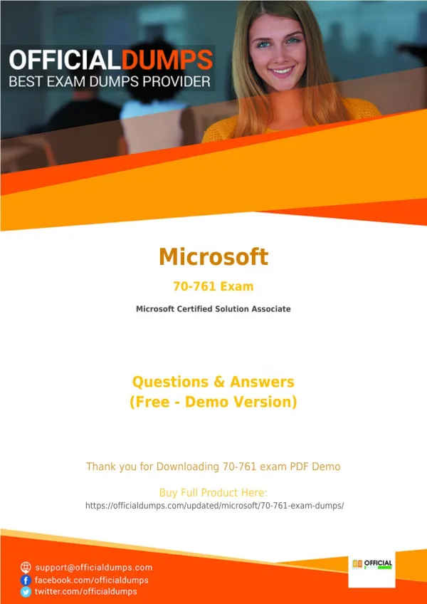 70-761 Dumps - Affordable Microsoft 70-761 Exam Questions - 100% Passing Guarantee