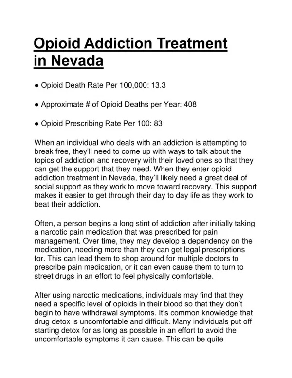 opioid addiction treatment in Nevada