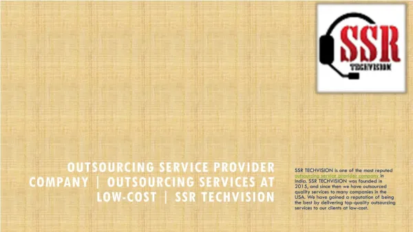 Affordable and Top Quality Outsourcing Services | SSR TECHVISION