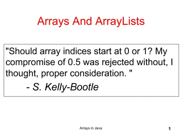 Arrays And ArrayLists