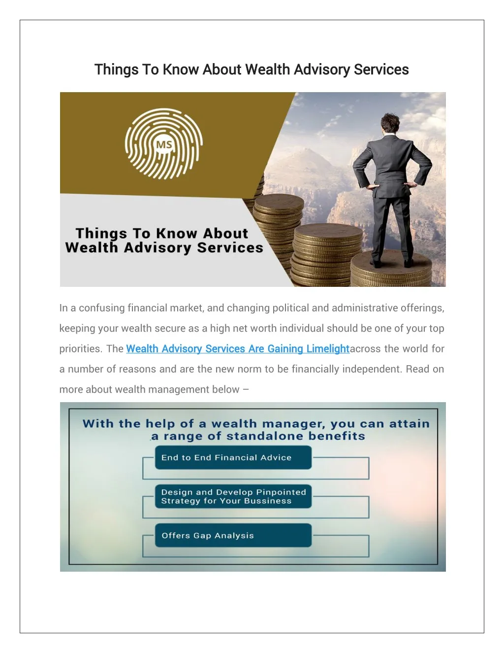 things to know about wealth advisory services