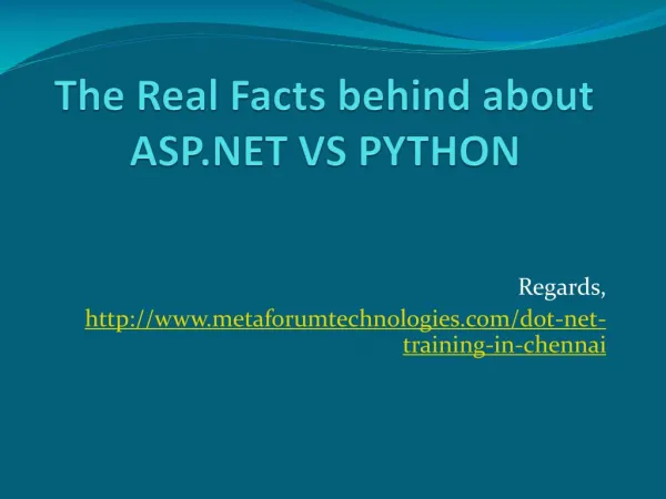 The Real Facts behind about ASP.NET VS PYTHON