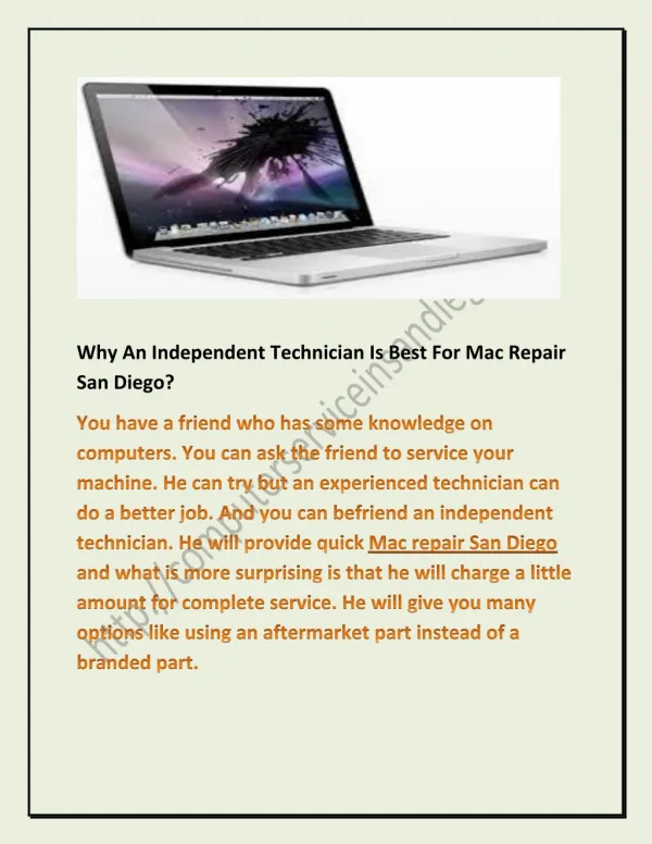 Why An Independent Technician Is Best For Mac Repair San Diego?