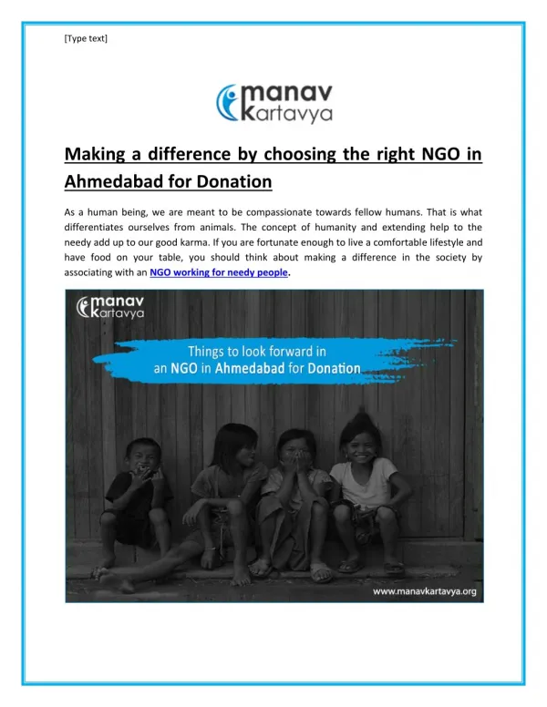 NGO in Ahmedabad for Donation
