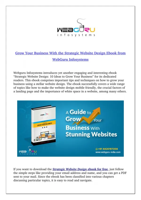 Grow Your Business With the Strategic Website Design Ebook from WebGuru Infosystems