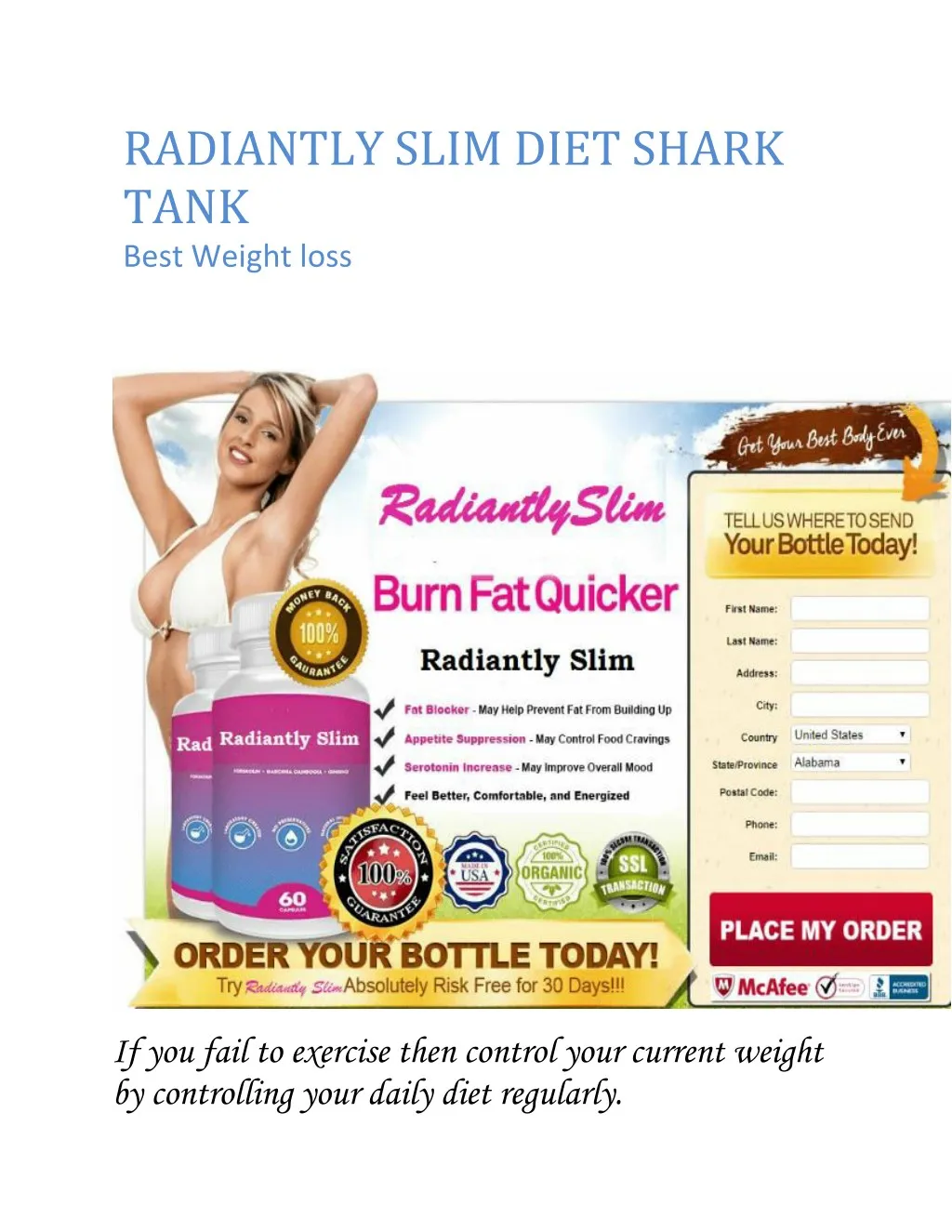 radiantly slim diet shark tank best weight loss
