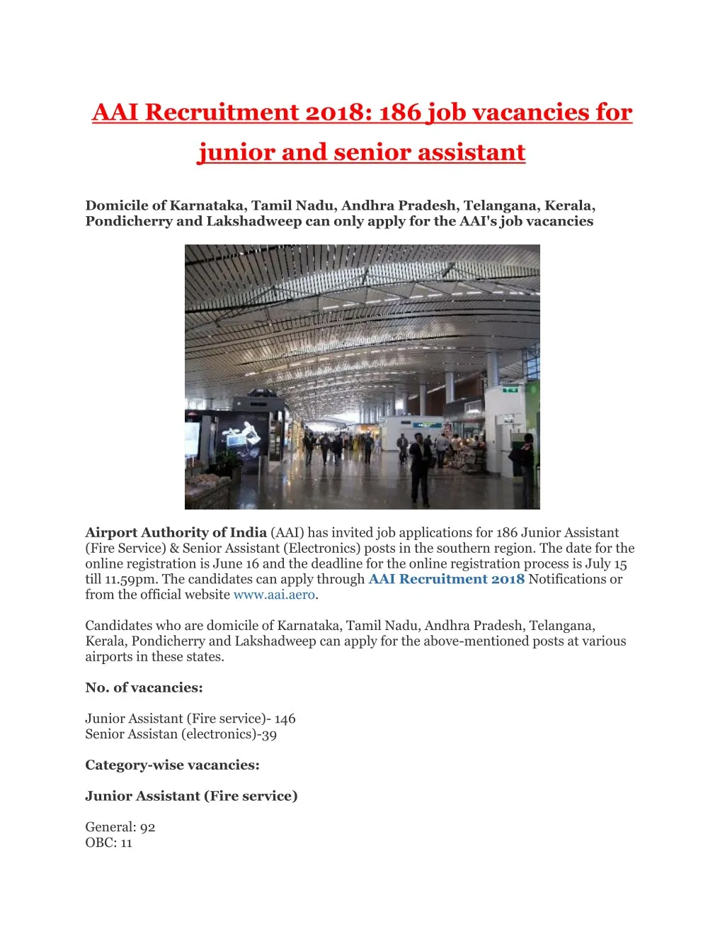 aai recruitment 2018 186 job vacancies for