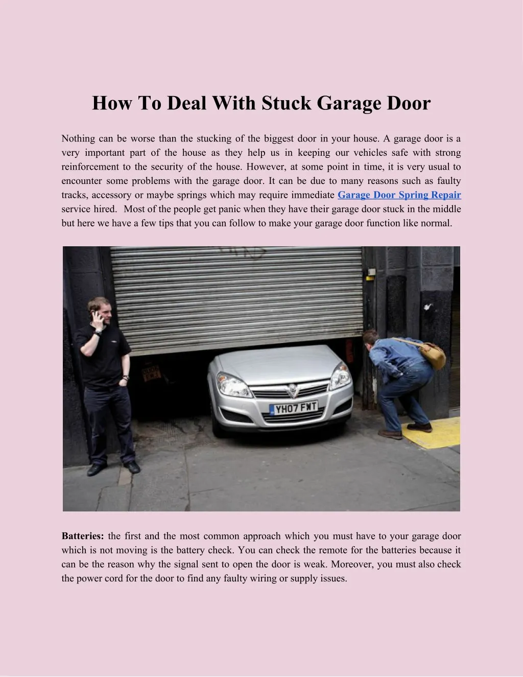 how to deal with stuck garage door