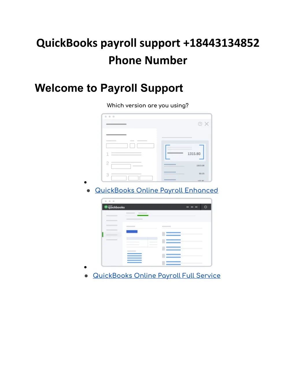 quickbooks payroll support 18443134852 phone