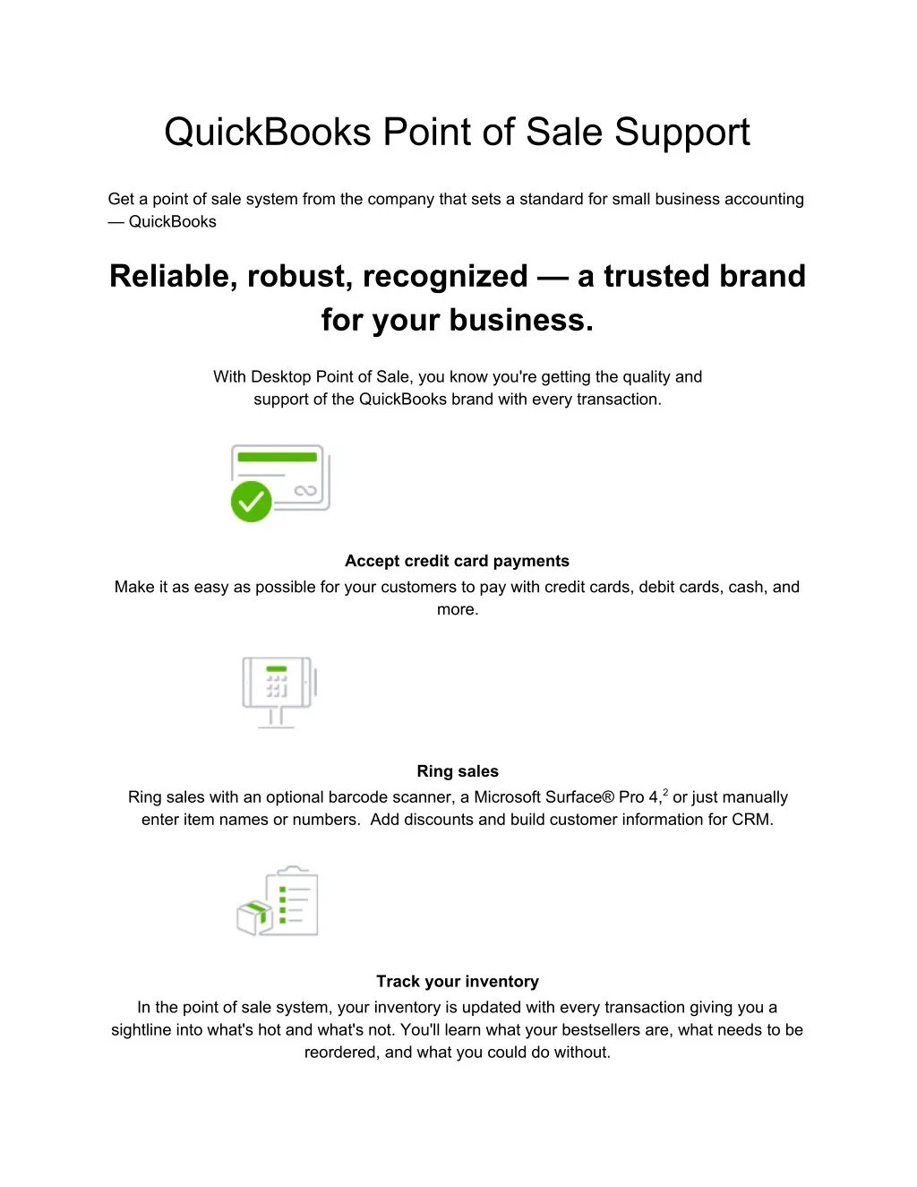 quickbooks point of sale support