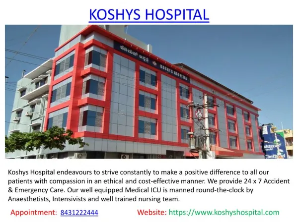Koshys Hospital | Best Hospital in Ramamurthy Nagar, Bangalore | MultiSpeciality