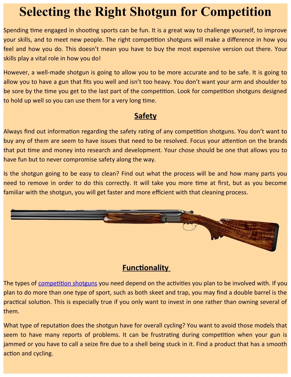 selecting the right shotgun for competition