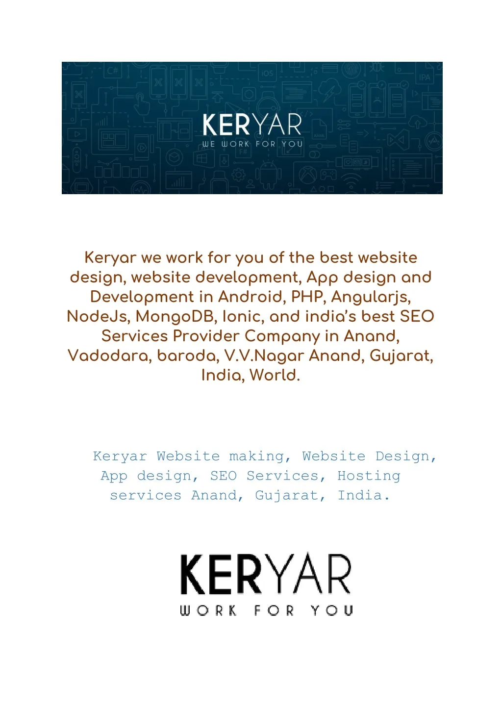 keryar we work for you of the best website design