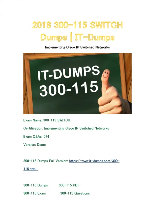 2018 Cisco 300-115 Real Dumps | IT-Dumps