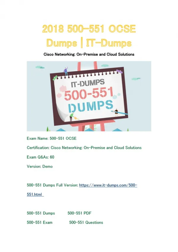 2018 Cisco 500-551 Real Dumps | IT-Dumps