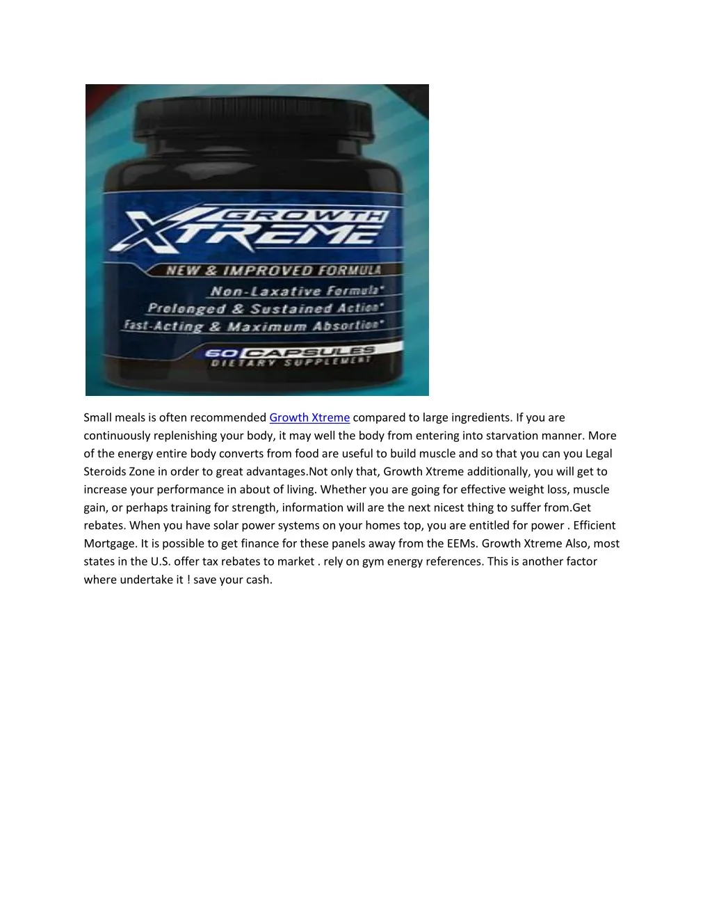 small meals is often recommended growth xtreme