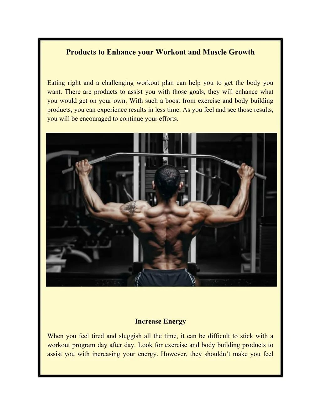 products to enhance your workout and muscle growth