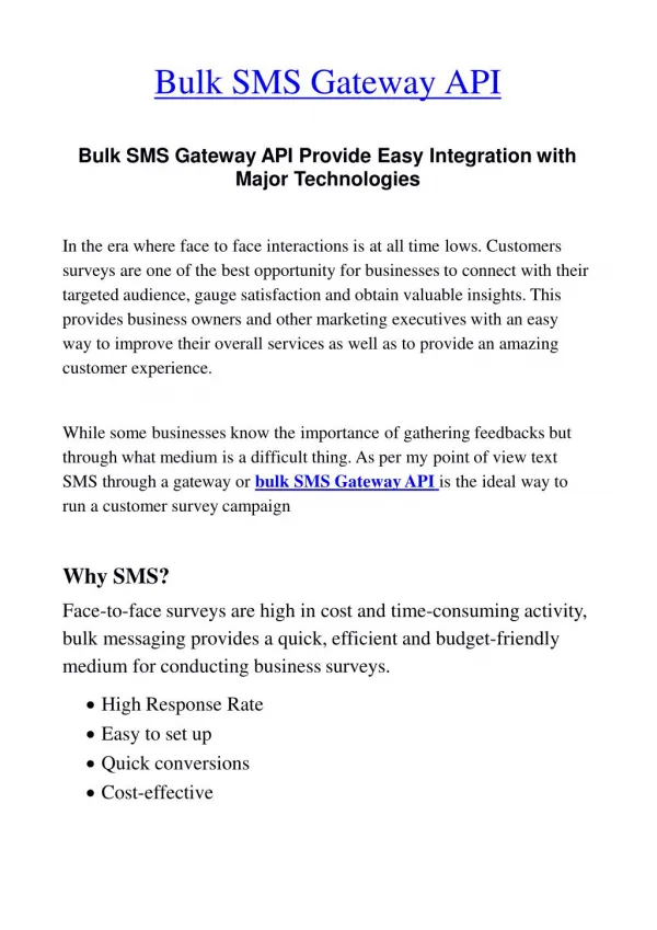 Best Bulk SMS Gateway API For Sends Bulk SMS Automatically