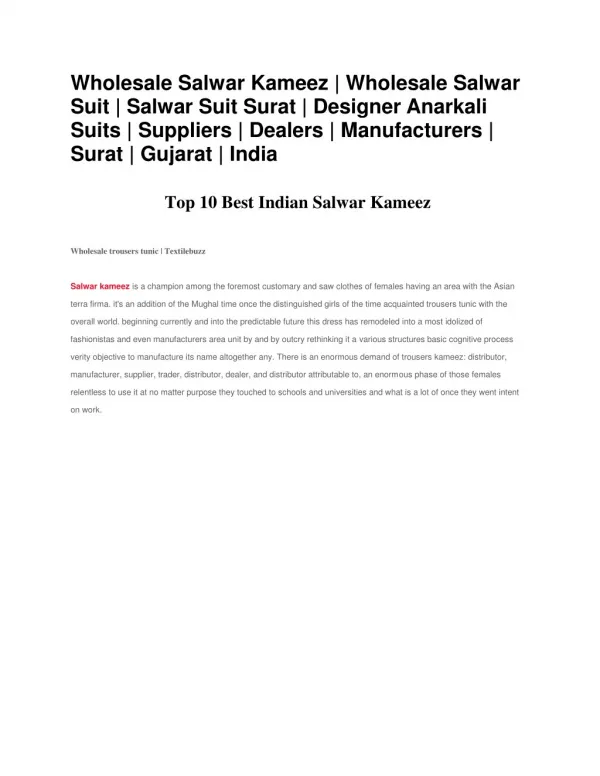 Wholesale Salwar Kameez | Wholesale Salwar Suit | Salwar Suit Surat | Designer Anarkali Suits