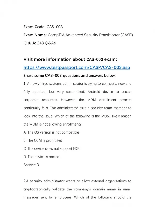 exam code cas 003