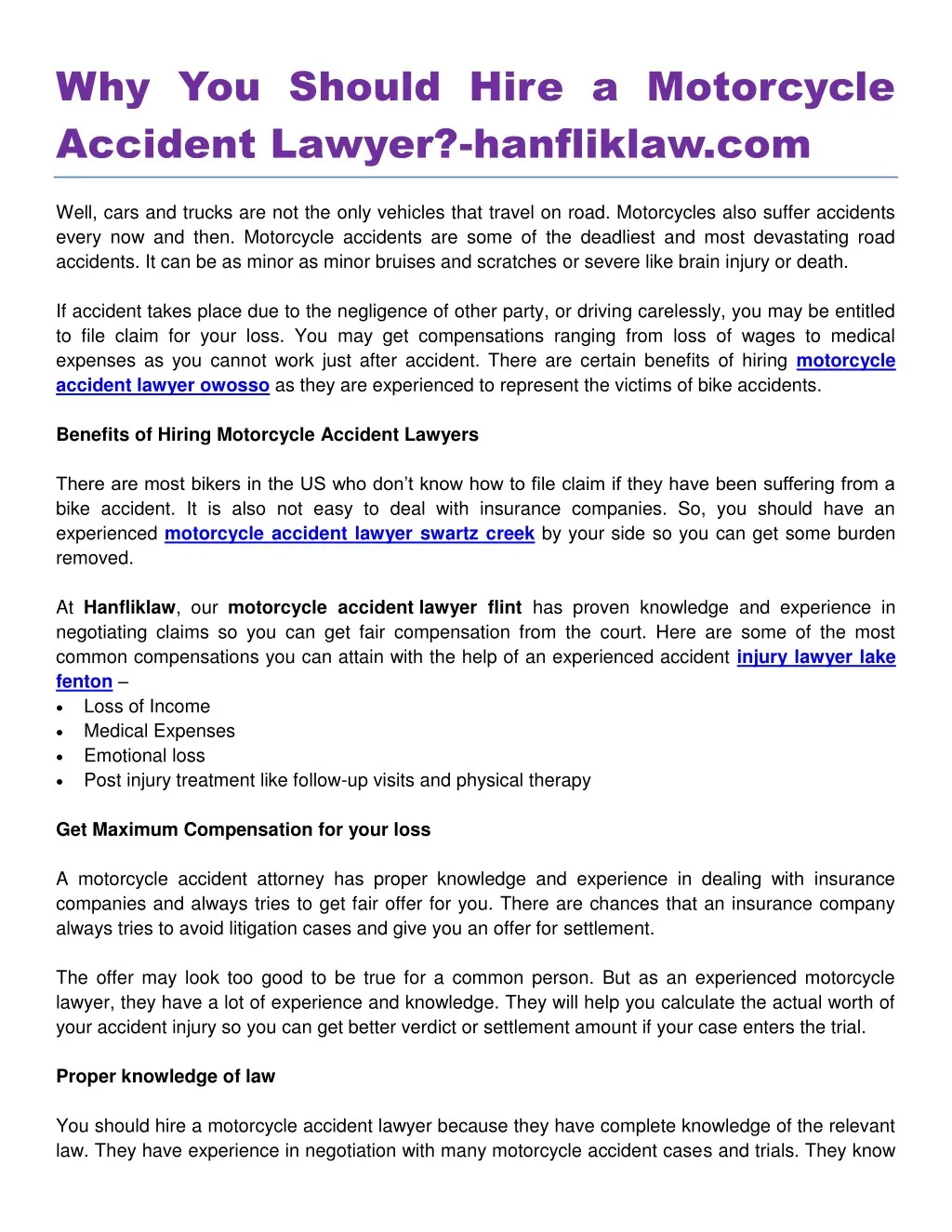 why you should hire a motorcycle accident lawyer