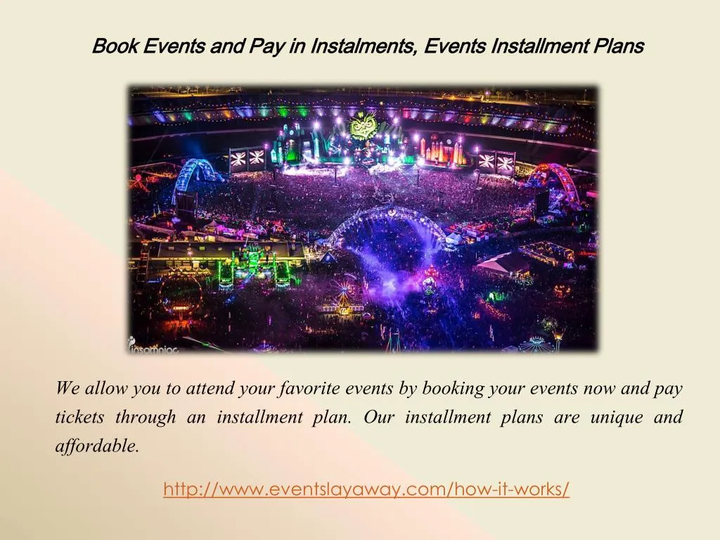 book events and pay in instalments events