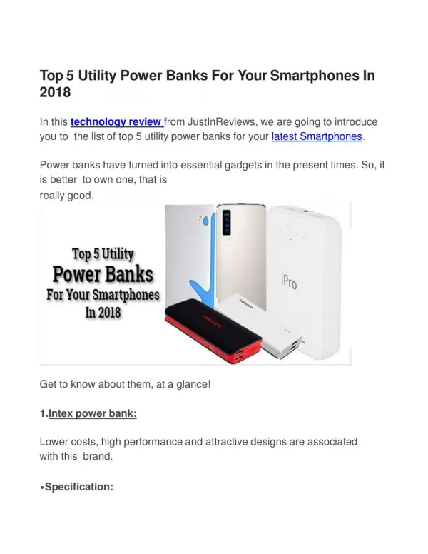 Top 5 Utility Power Banks For Your Smartphones In 2018