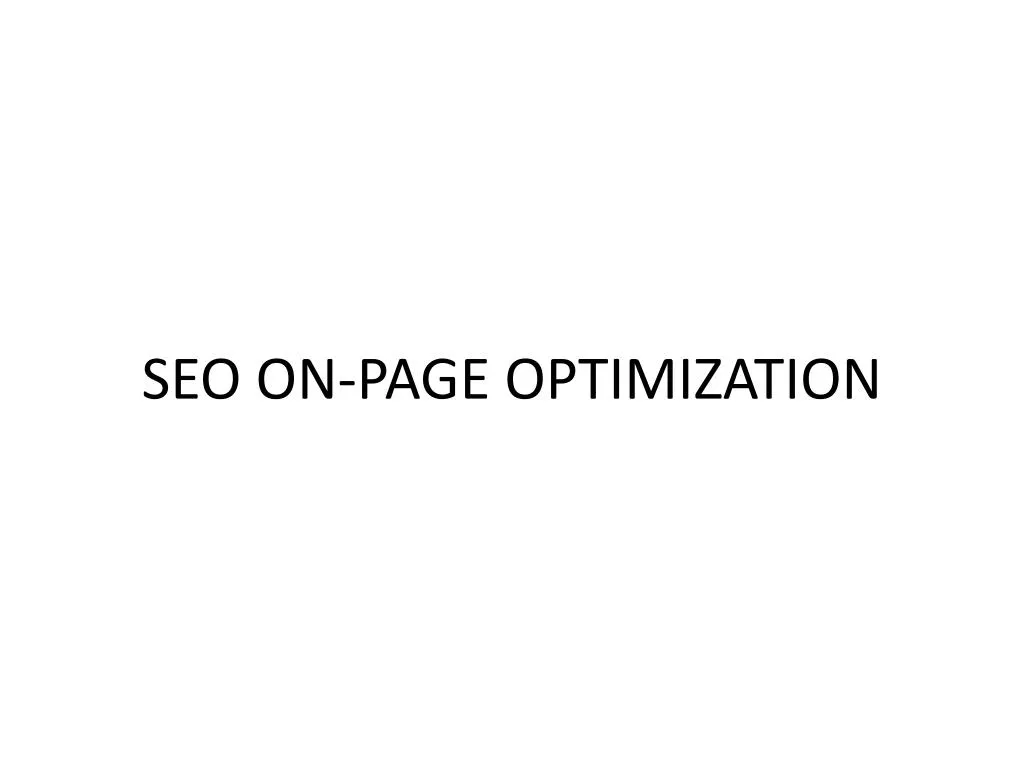 seo on page optimization