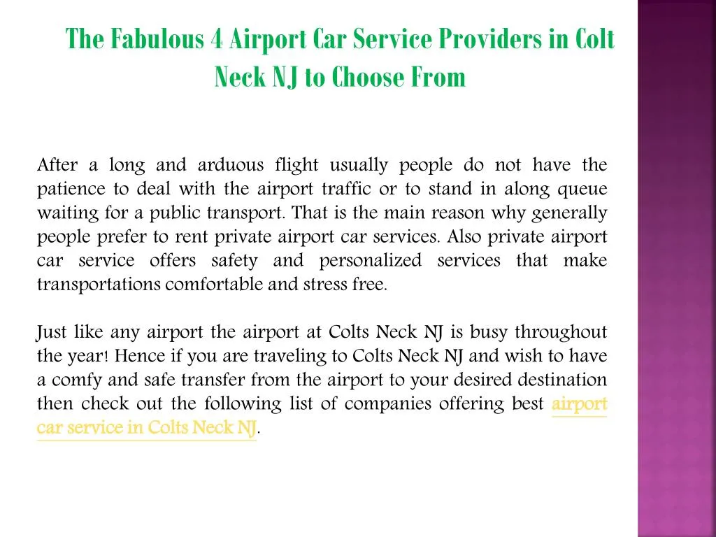 the fabulous 4 airport car service providers