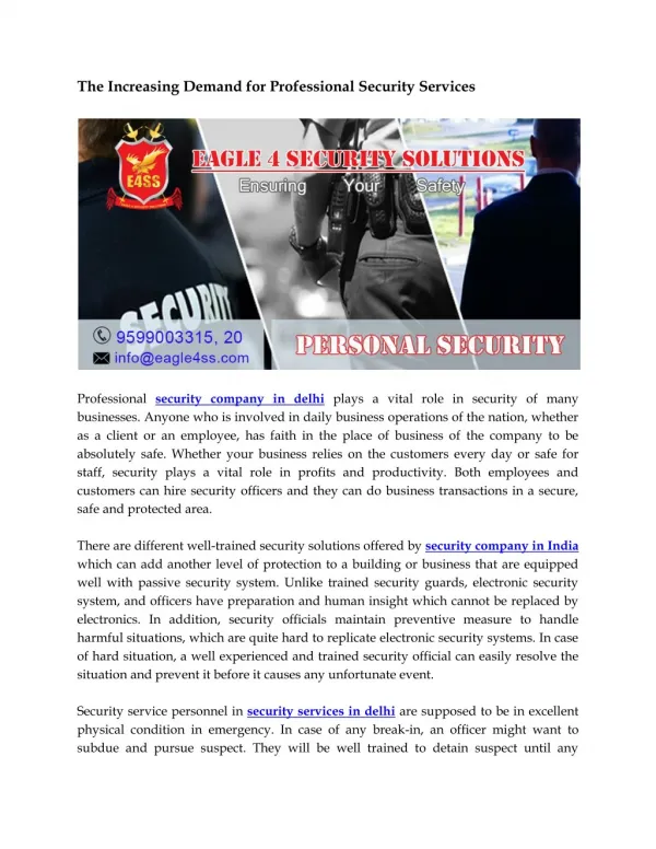The Increasing Demand for Professional Security Services