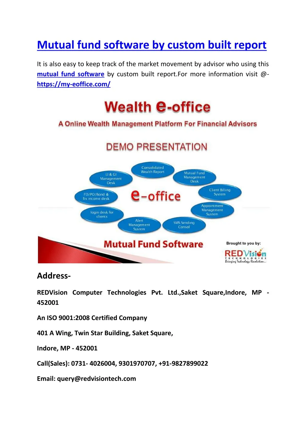 mutual fund software by custom built report
