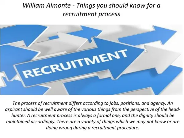William Almonte - Things you should know for a recruitment process