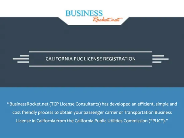 CALIFORNIA PUC LICENSE REGISTRATION
