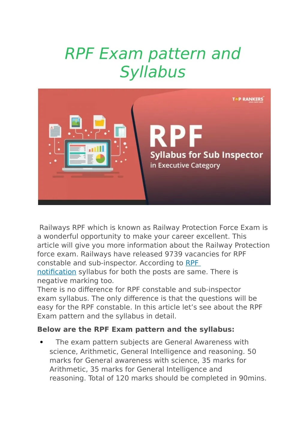 rpf exam pattern and syllabus