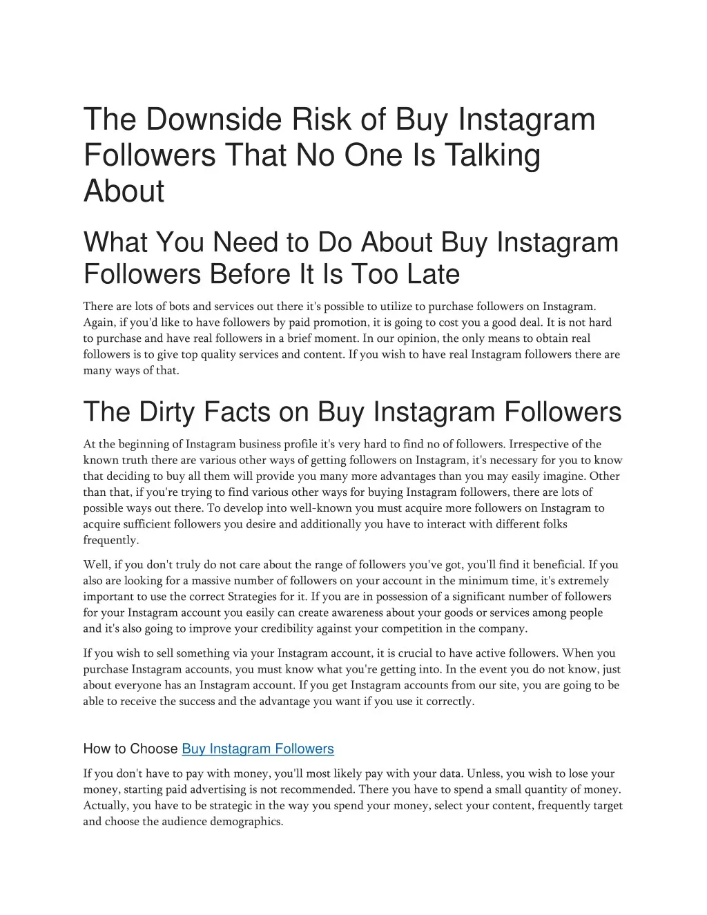 the downside risk of buy instagram followers that