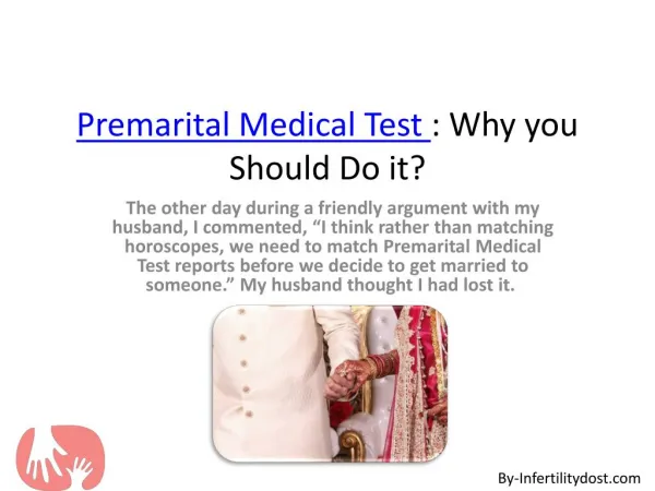 Premarital Medical Test : Why you Should Do it?