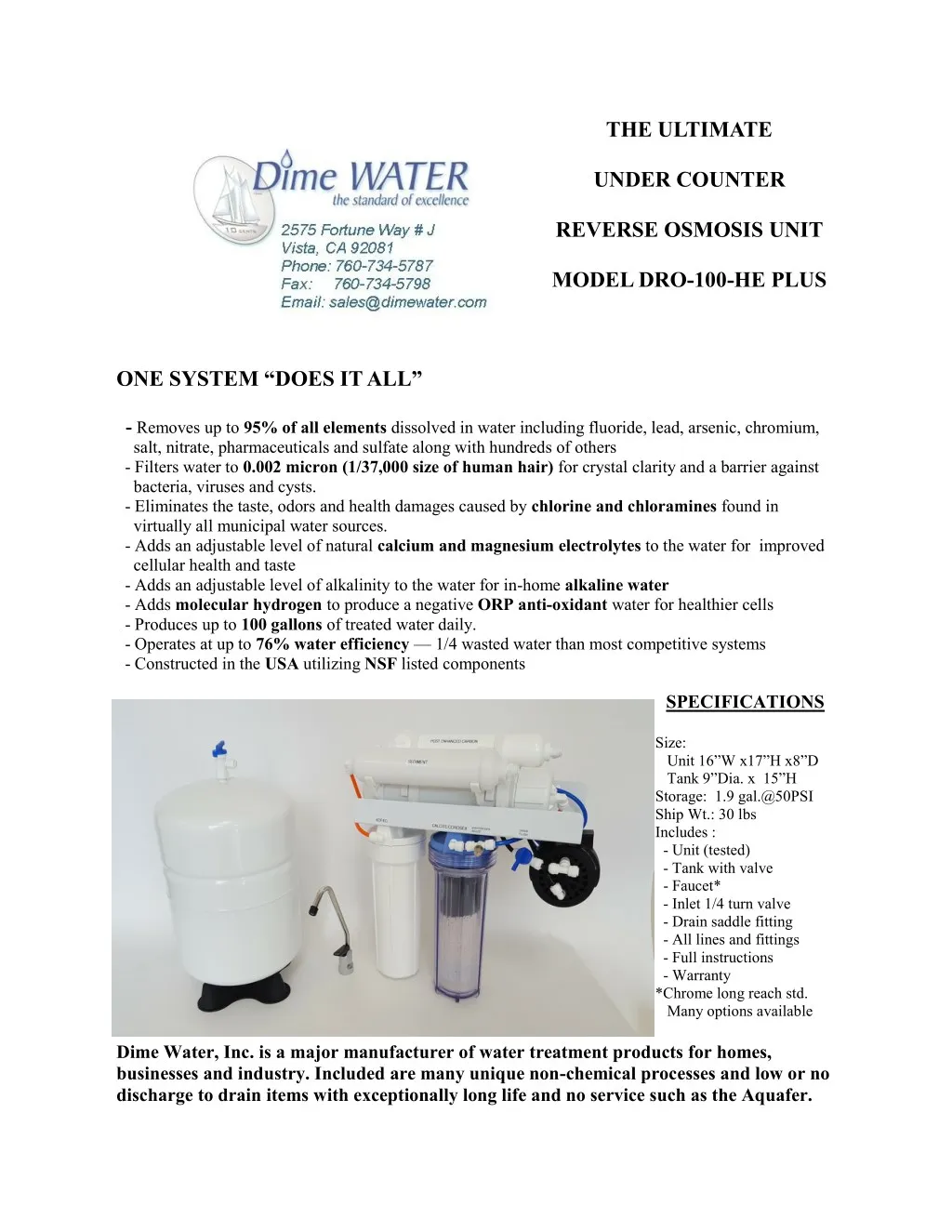the ultimate under counter reverse osmosis unit